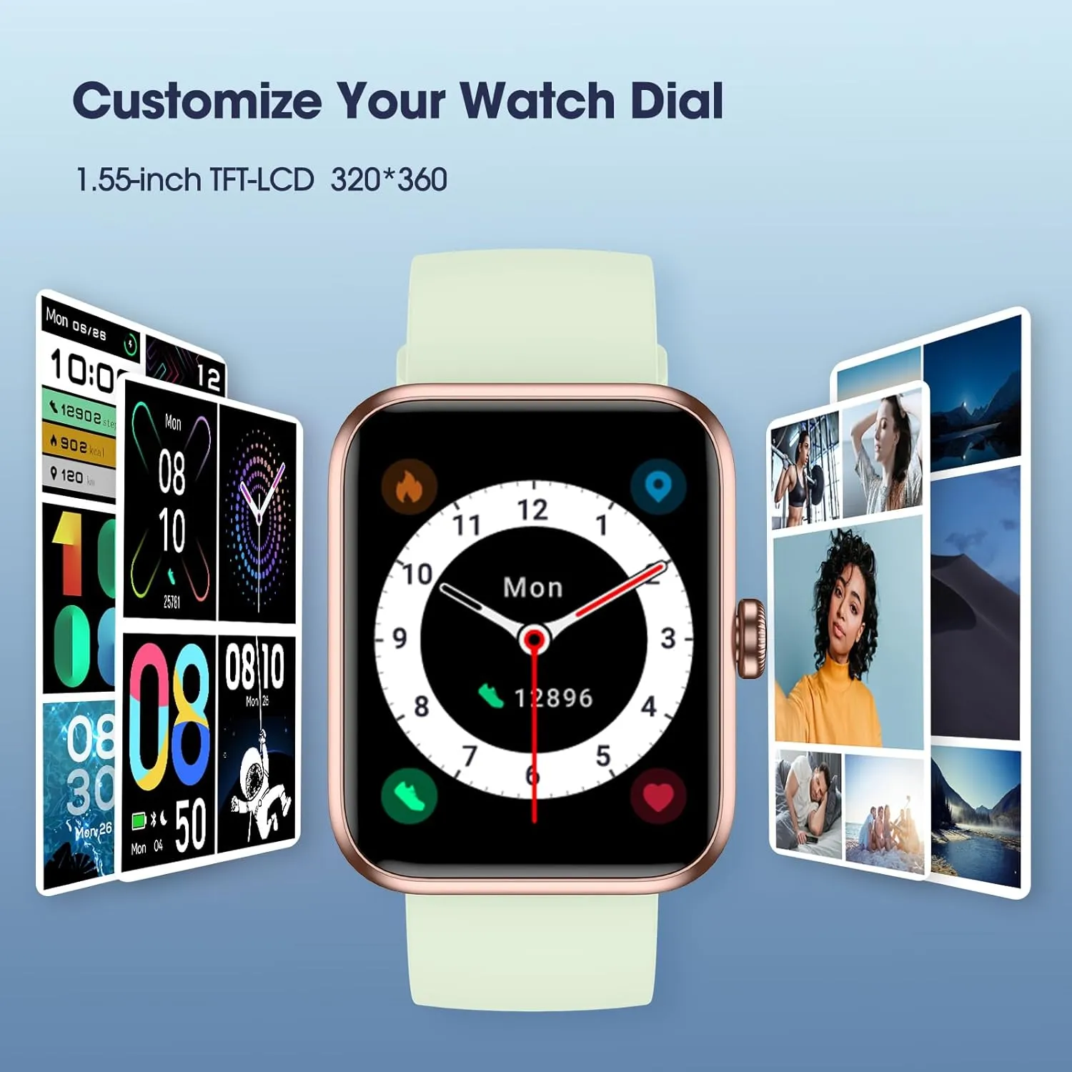 Smart Watch, Fitness Tracker with Heart Rate Monitor, Blood Oxygen, Sleep Tracking, 41mm Smartwatch Waterproof with Pedometer for Women Men Watch Compatible with Android iOS Phones