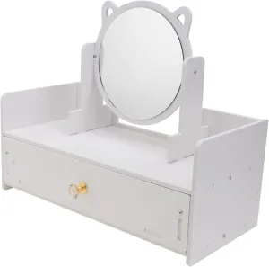 SOIMISS 1Pc Desktop Girl Cosmetic Mirror with Storage Drawer Rotating Mirror Multifunctional Vanity Organizer for Home Office and Dorm Use for Jewelry and Cosmetics