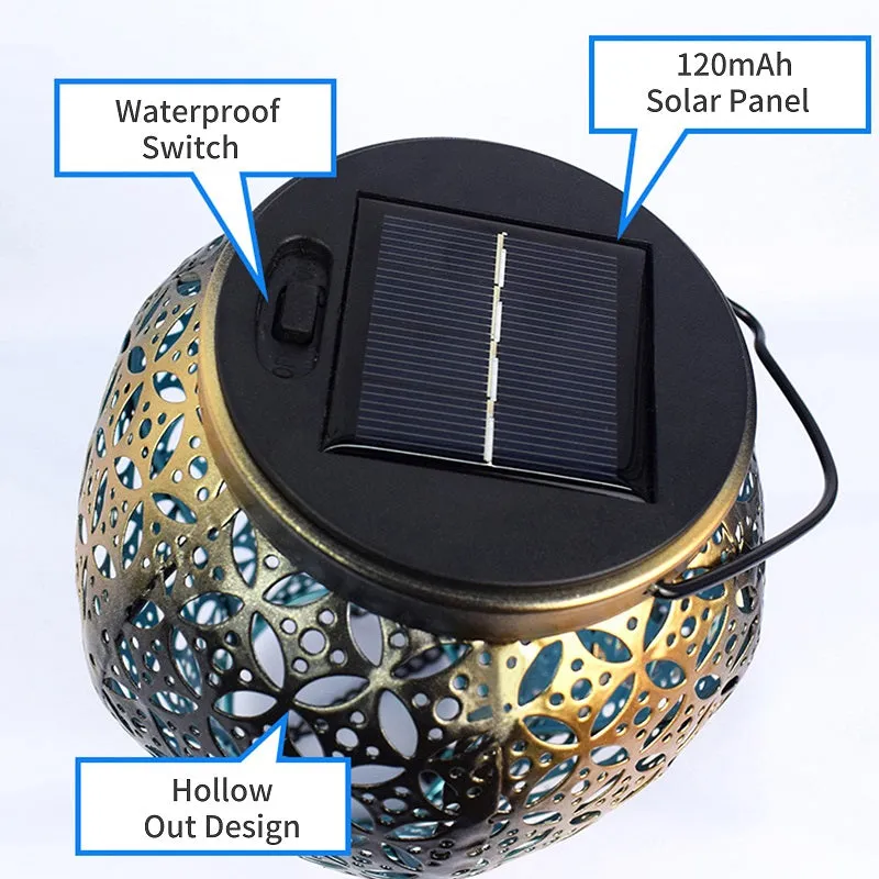 Solar Garden Waterproof LED Projection Retro Lantern Stake Light
