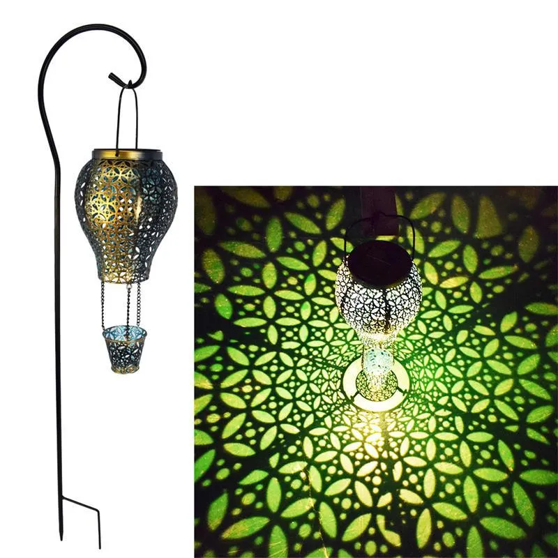 Solar Garden Waterproof LED Projection Retro Lantern Stake Light