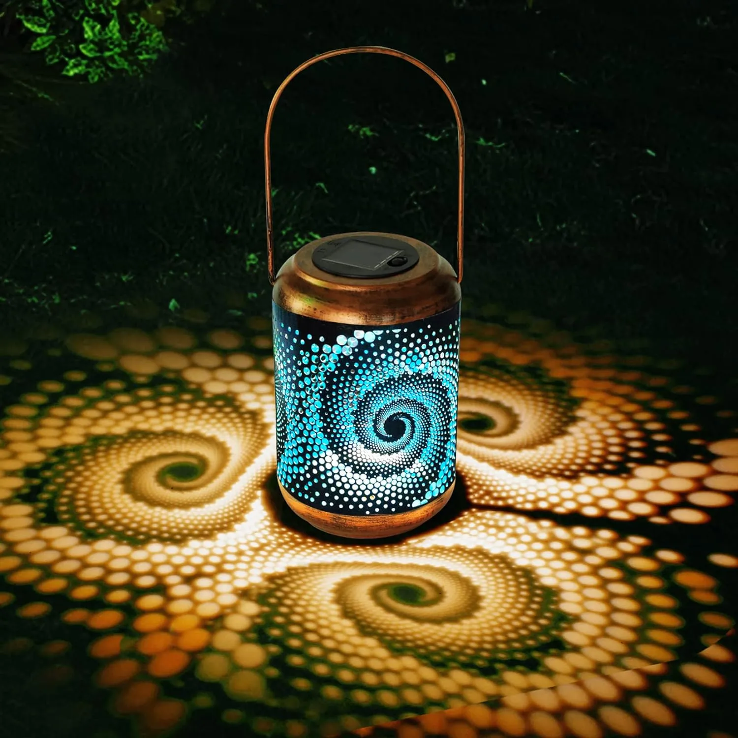 Solar Lanterns Outdoor Hanging Lantern Metal Waterproof LED Lantern with Solar Powered Garden Patio Decorations Decor with Handle Christmas Gift Idea