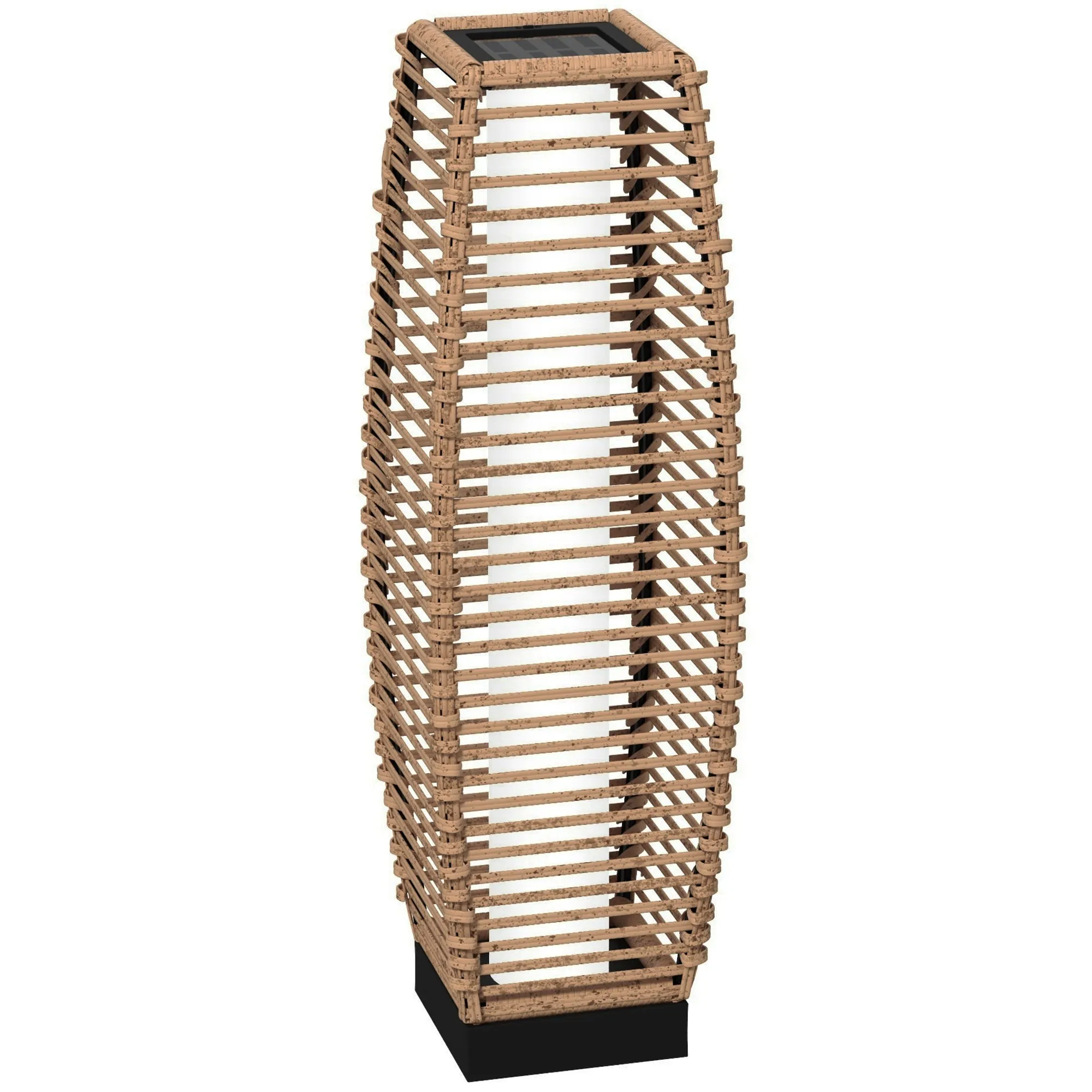 Solar Rattan Garden Lantern with Auto On/Off, Sand