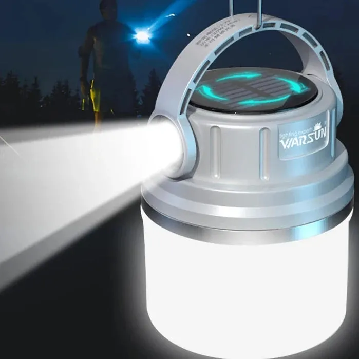 Solar Rechargeable LED Camping Lamp - IPX6 Waterproof