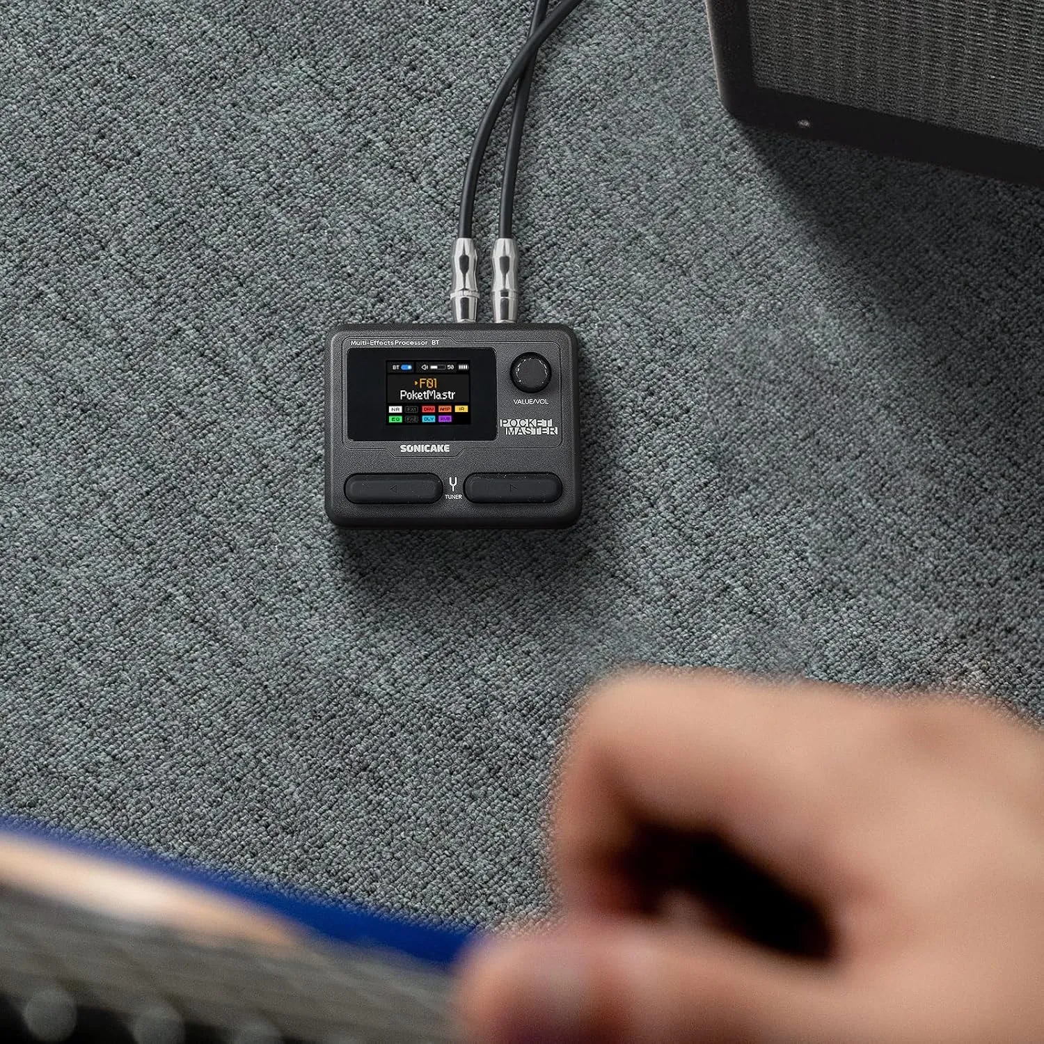 SONICAKE Pocket Master-Portable Multi Effects Pedal, 100  Built-in Guitar/Bass/Acoustic Effects, Amp Modeling, IR Cabinets Simulation, Stereo OTG USB Audio Interface, Rechargeable Guitar Pedal (Black)