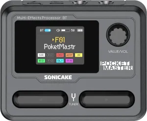 SONICAKE Pocket Master-Portable Multi Effects Pedal, 100  Built-in Guitar/Bass/Acoustic Effects, Amp Modeling, IR Cabinets Simulation, Stereo OTG USB Audio Interface, Rechargeable Guitar Pedal (Black)