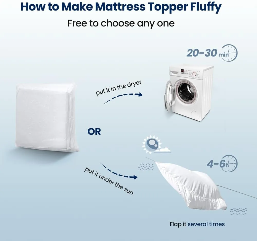 SOPAT Mattress Topper King Size Extra Thick Mattress Pad 8-21" Deep Pocket Soft Down Alternative Fill Mattress Protector Pillow Top Mattress Cover (78x80 Inches, White)