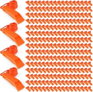 Sotiff Emergency Safety Whistle with Lanyard Bulk Orange Plastic Whistle for Camping Hiking Hunting Boating Survival Rescue Signaling