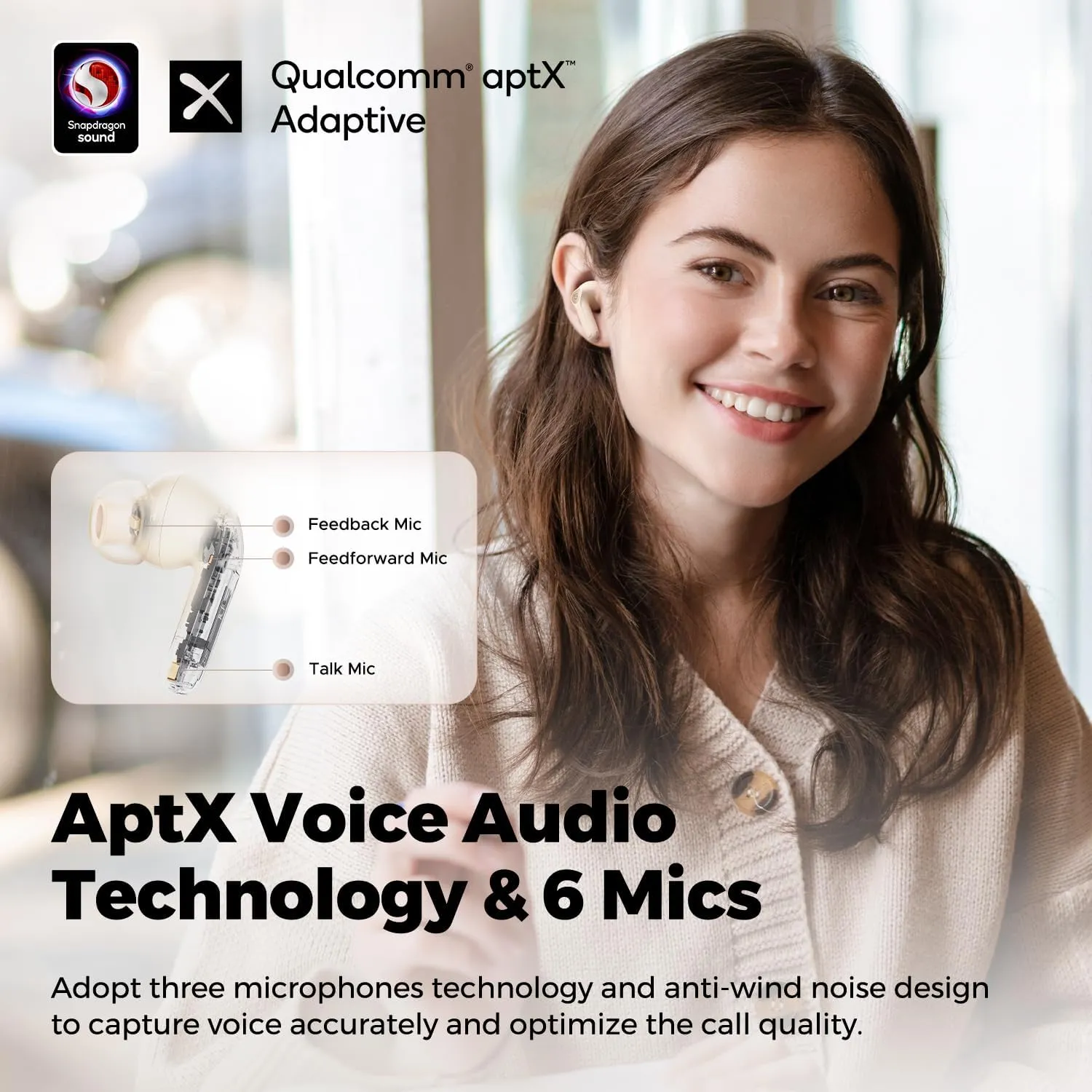 SoundPEATS Air4 Pro Noise Cancelling Wireless Earbuds, Bluetooth 5.3 Headphones with 6 Mics CVC 8.0 ENC, Qualcomm® AptX™ Adaptive Earphones, Multipoint Connection, in Ear Detection, App Customize EQ