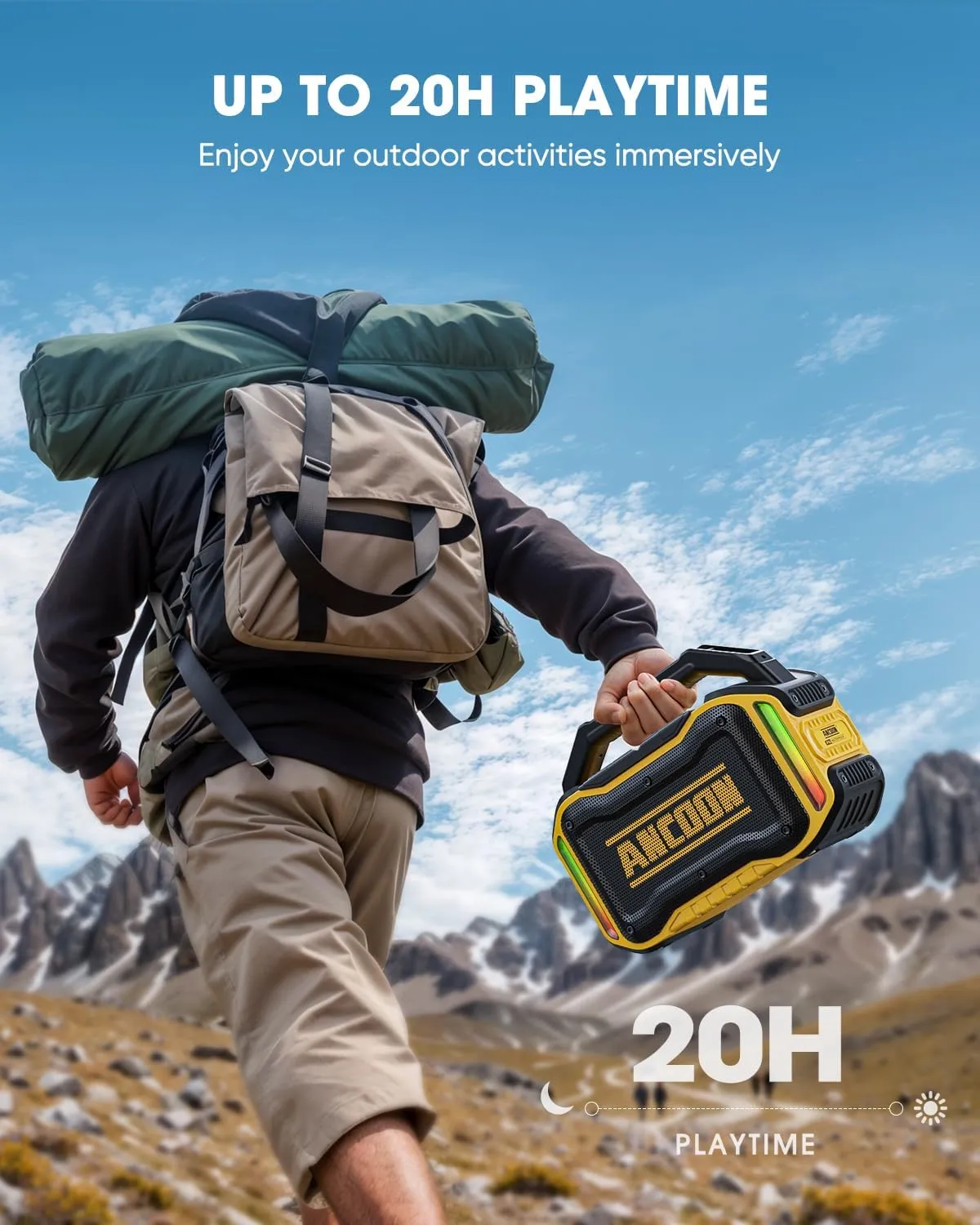 Speakers Bluetooth Wireless: 80W(Peak) Loud Speaker with Bass, 20H Playtime, IPX6 Waterproof, Large Jobsite Speakers for Work, Outdoor, Workshop, Garage, Portable Speaker with Subwoofer&TWS