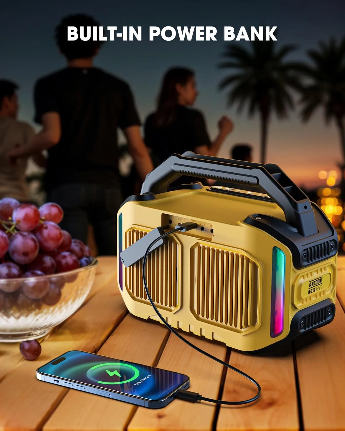 Speakers Bluetooth Wireless: 80W(Peak) Loud Speaker with Bass, 20H Playtime, IPX6 Waterproof, Large Jobsite Speakers for Work, Outdoor, Workshop, Garage, Portable Speaker with Subwoofer&TWS