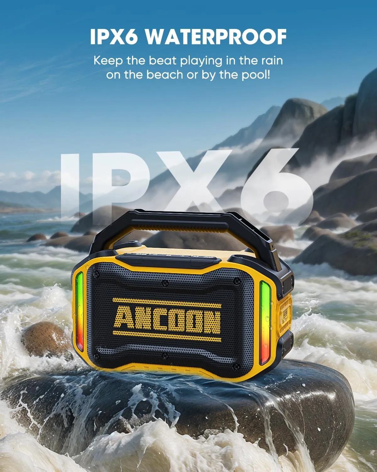 Speakers Bluetooth Wireless: 80W(Peak) Loud Speaker with Bass, 20H Playtime, IPX6 Waterproof, Large Jobsite Speakers for Work, Outdoor, Workshop, Garage, Portable Speaker with Subwoofer&TWS