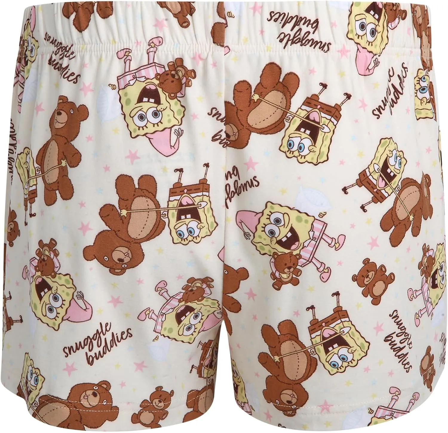 Spongebob Women’s Pajama Set, Soft Stretchy Pajama Shorts & Short Sleeve, Notch Collar, Button Down Top