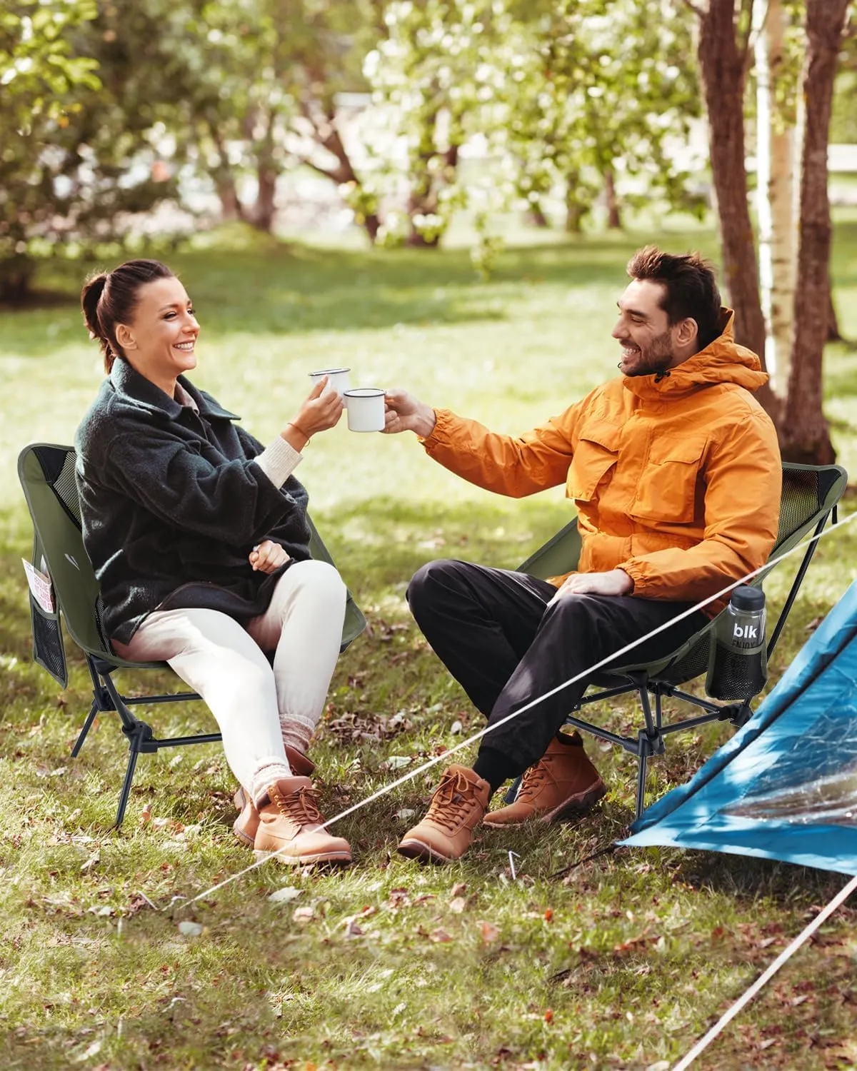 Sportneer Camping Chairs, Lightweight Outdoor Chairs with 2 Side Pockets & Storage Bag, Foldable & Portable Lawn Chairs for Camping Hiking Lawn Picnic Beach Outdoor Travel (1, Green)