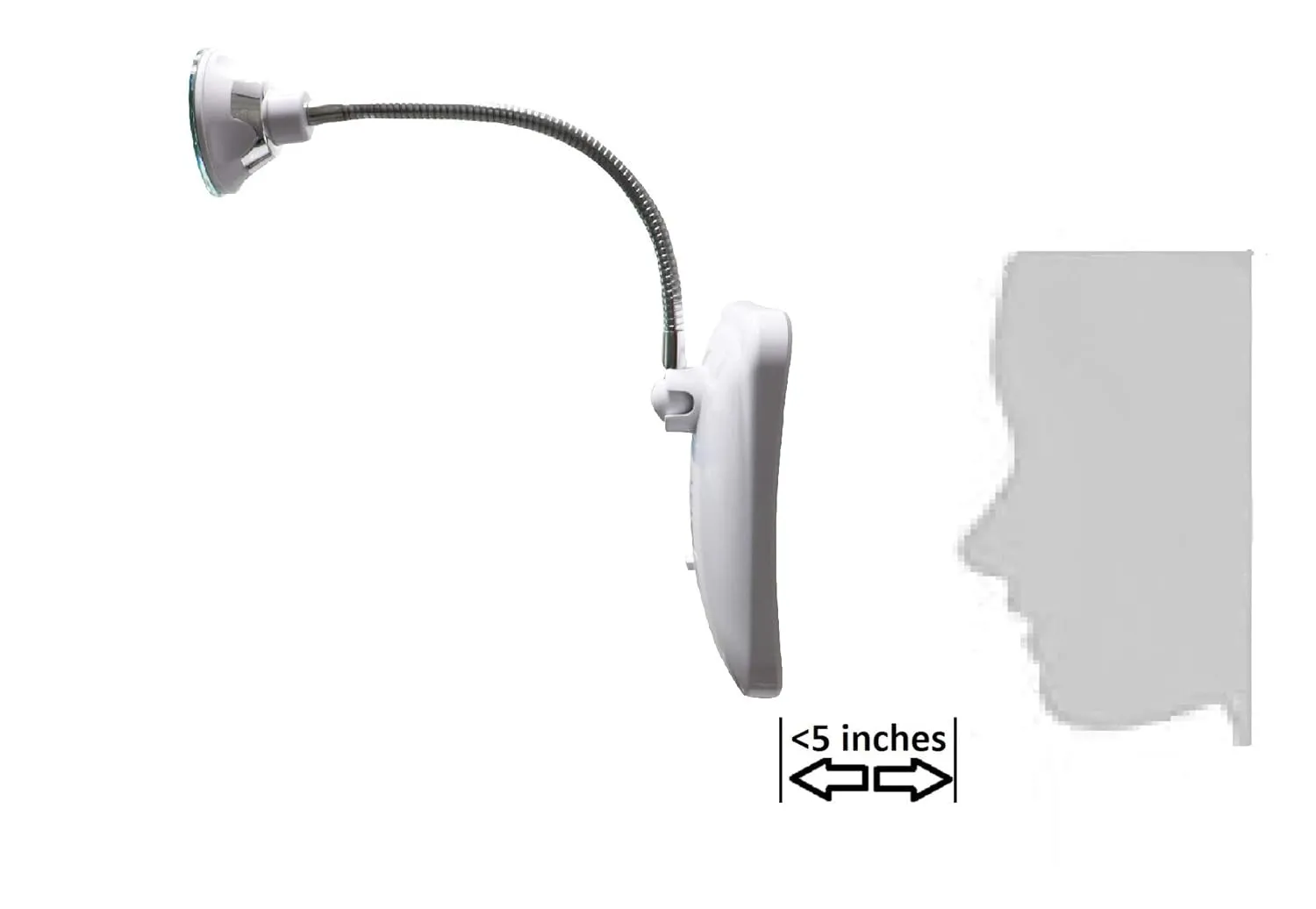 Square Flexible Gooseneck LED Lighted 10X Magnifying Makeup Mirror, Power Locking Suction Cup, Bright Diffused Light, 360 Degree Swivel, Portable Cordless Travel and Home Bathroom Vanity Mirror