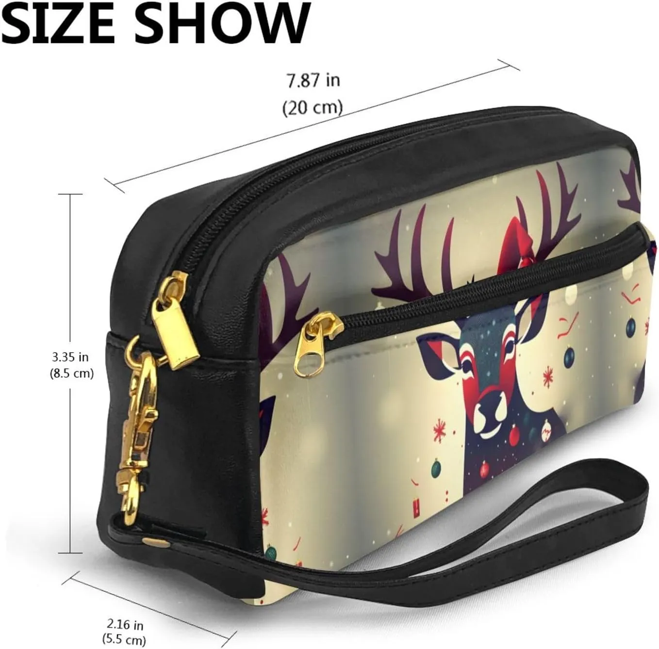 SSIMOO Christmas Deer Picture Print Travel Makeup Bag For On-The-Go Style For Storing Cosmetics And Beauty Essentials