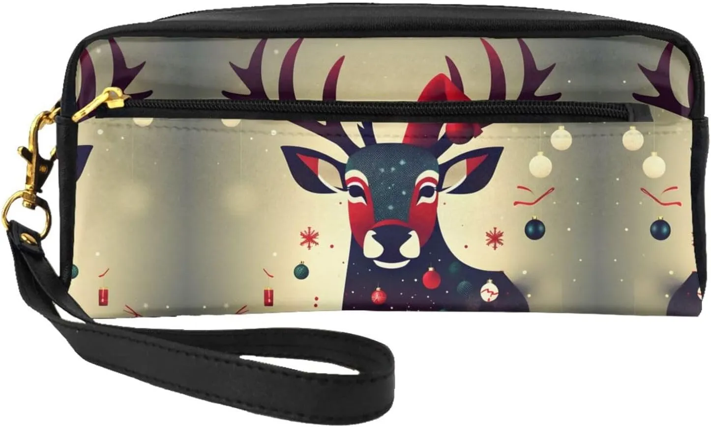 SSIMOO Christmas Deer Picture Print Travel Makeup Bag For On-The-Go Style For Storing Cosmetics And Beauty Essentials