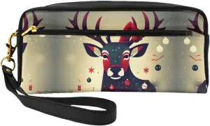 SSIMOO Christmas Deer Picture Print Travel Makeup Bag For On-The-Go Style For Storing Cosmetics And Beauty Essentials