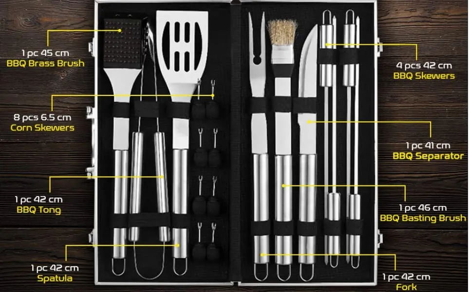 Stainless Steel BBQ Tool Set,Barbecue Grill Tool Set, 18 Piece BBQ Grill Kit Grill Utensils