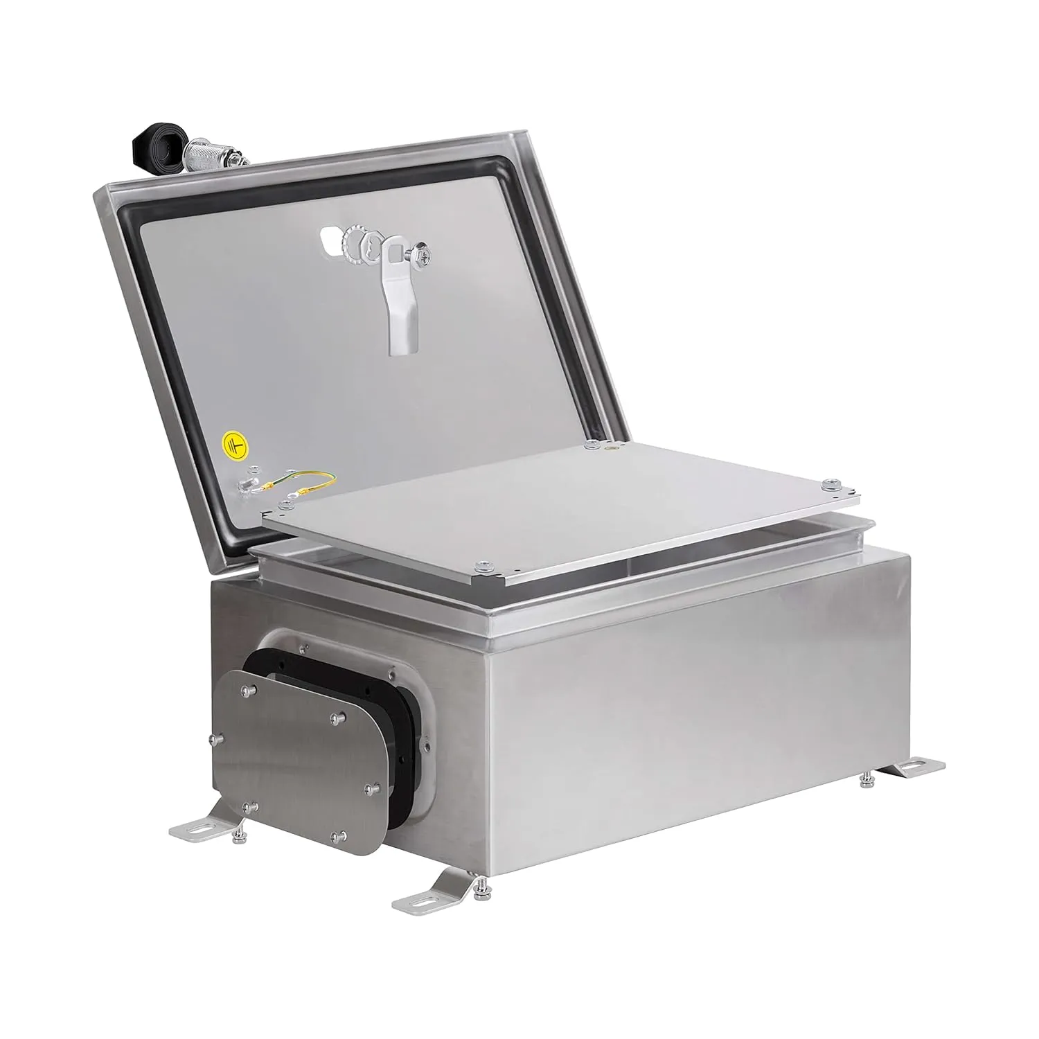 Stainless Steel Enclosure, IP65 Waterproof Electrical Box for Indoor and Outdoor Projects, Includes Mounting Plate and Wall Bracket 350×250×150mm (14"×10"×6")