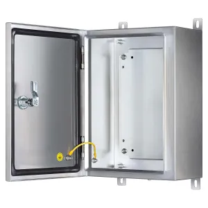 Stainless Steel Enclosure, IP65 Waterproof Electrical Box for Indoor and Outdoor Projects, Includes Mounting Plate and Wall Bracket 350×250×150mm (14"×10"×6")