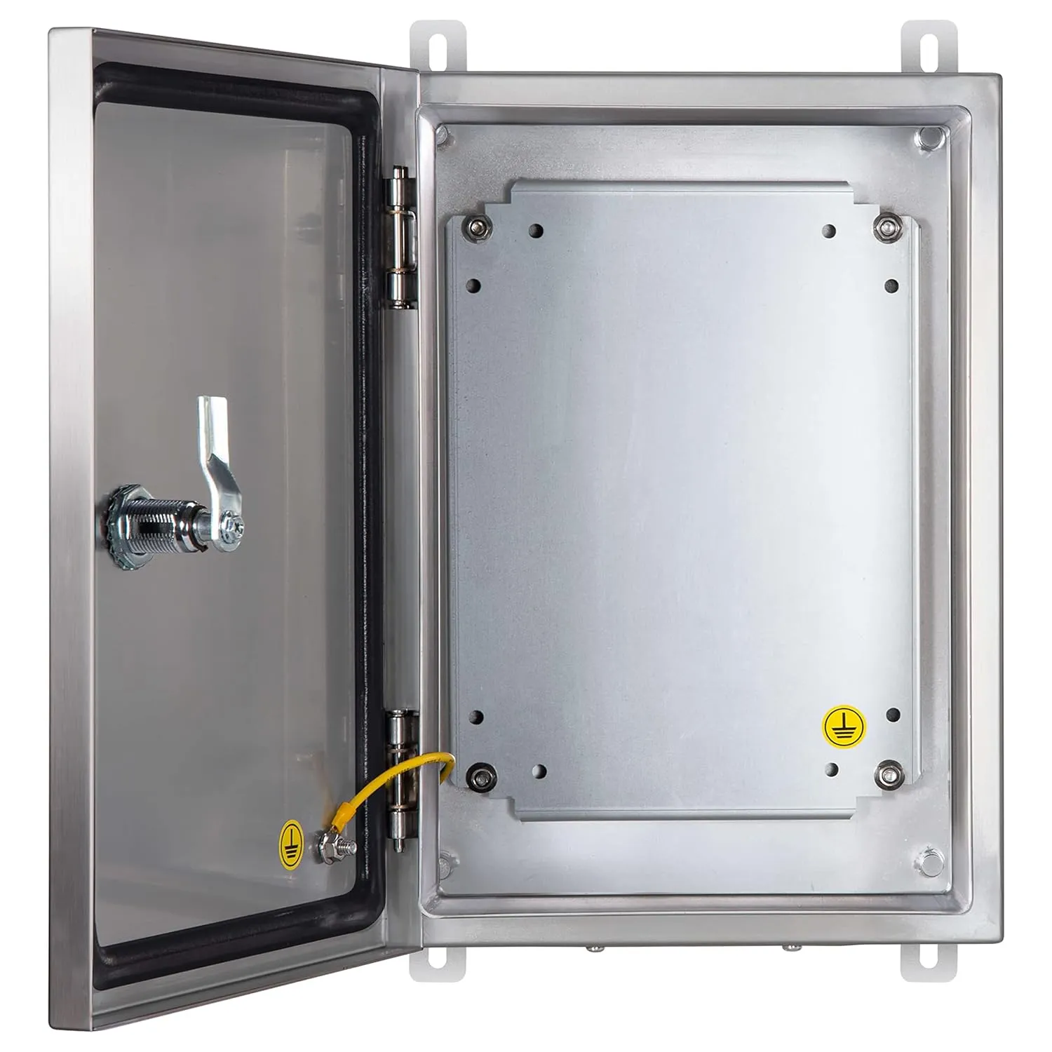 Stainless Steel Enclosure, IP65 Waterproof Electrical Box for Indoor and Outdoor Projects, Includes Mounting Plate and Wall Bracket 350×250×150mm (14"×10"×6")