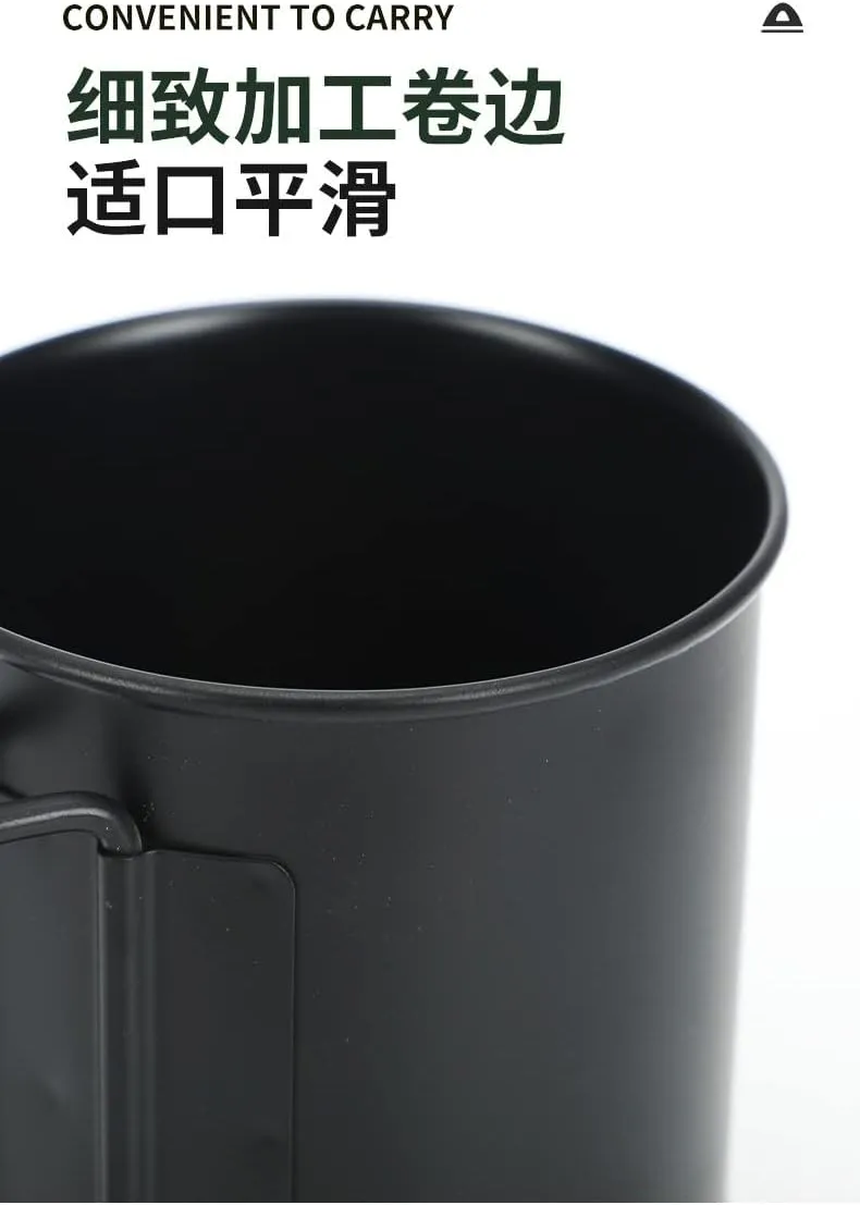 Stainless Steel Outdoor Camping Cup Portable Coffee Cup 300ml Outdoor Tableware 1pc(Black)