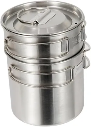 Stainless Steel Pot Set Folding Mugs Compact for Camping Hiking and Outdoor Use