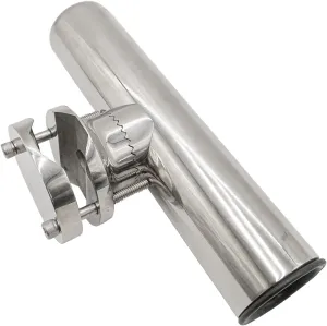 Stainless Steel Rail Mount Clamp on Rod Holder 360 Degree Adjustable Marine Boat Fishing Rod Holder for Rails 1-1/4” to 2” (32mm-50.8mm)