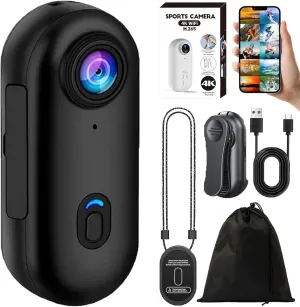 Stallion Frames Body Camera, Stallionframes 4k Mini Handsfree Bodycam, HD 1080p/4k Pocket Action Cam, with Magnetic Clip,Waterproof Case and Bracket, for Cycling, Travel, Photography (Black-1080P)