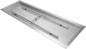 Stanbroil Rectangular Drop-in Fire Pit Pan w/H-Burner Installed, 304 Series SS, 36 by 12-Inch, 150,000 BTU Max