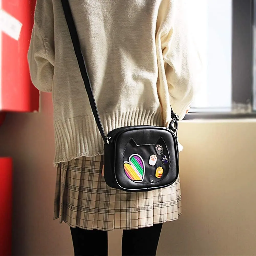 STEAMEDBUN Ita Bag Crossbody Cat Small Ita Purse Pin Display Bag with Insert