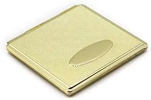 Stephanie Imports Set of 3 Engraveable Grooved Pattern Double Sided Magnifying Compact Mirrors (Gold, Large Square)