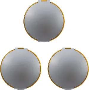 Stephanie Imports Set of 3 Round Shaped Dual Color Compact Mirrors with Brushed Metal Finish (Silver & Gold)