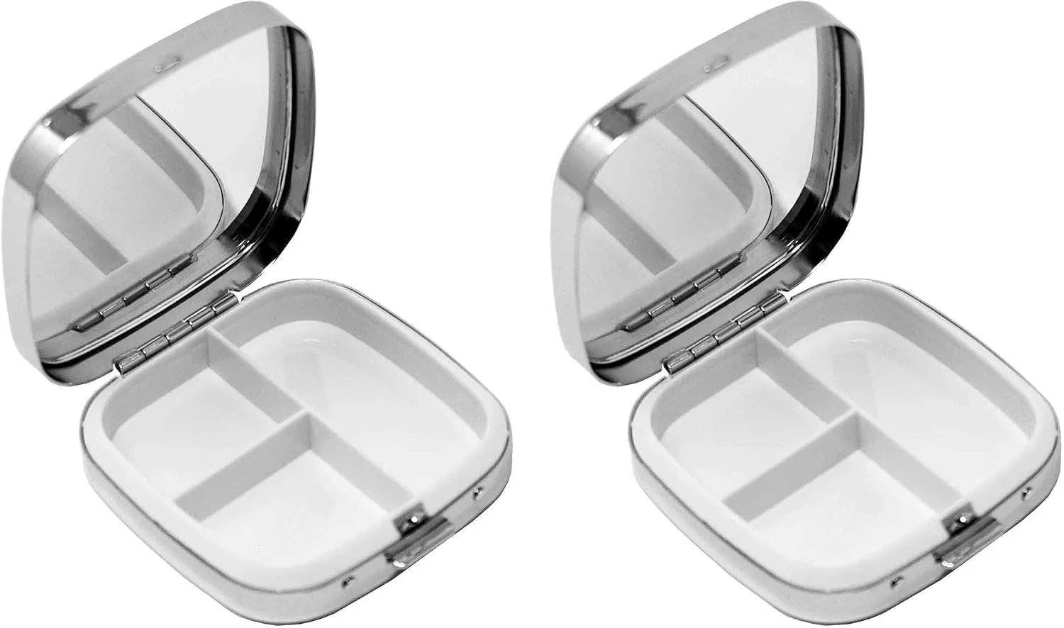 Stephanie Imports Square-Shaped Pocket Purse Pill Box with Mirror (Silver Etched Diamond Pattern - Engraveable)