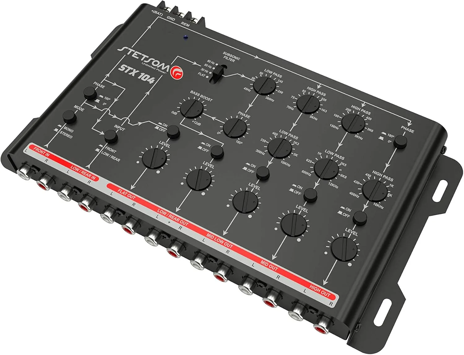 Stetsom STX 104 PRO - Crossover, 5 Way Channels, Digital Electronic Car Audio, Output Signal Processor, Car Audio Crossover High Precision, Audio Crossover, Crossover Adjustment, Audio Equalization