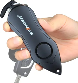 Stinger Personal Safety Alarm Keychain Emergency Tool, Panic Alarm Siren, Seatbelt Cutter, Car Window Breaker, Safety Device for Women Kid, 140 dB Siren (Black)