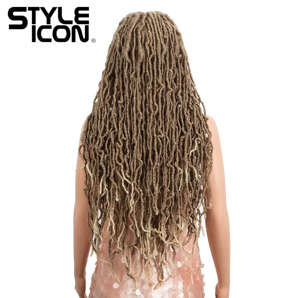 Style Icon 32" Faux Locs Long Dreadlock Wig with Baby Hair Goddess Synthetic Twist Hair Wig (32 Inches, T27/613)