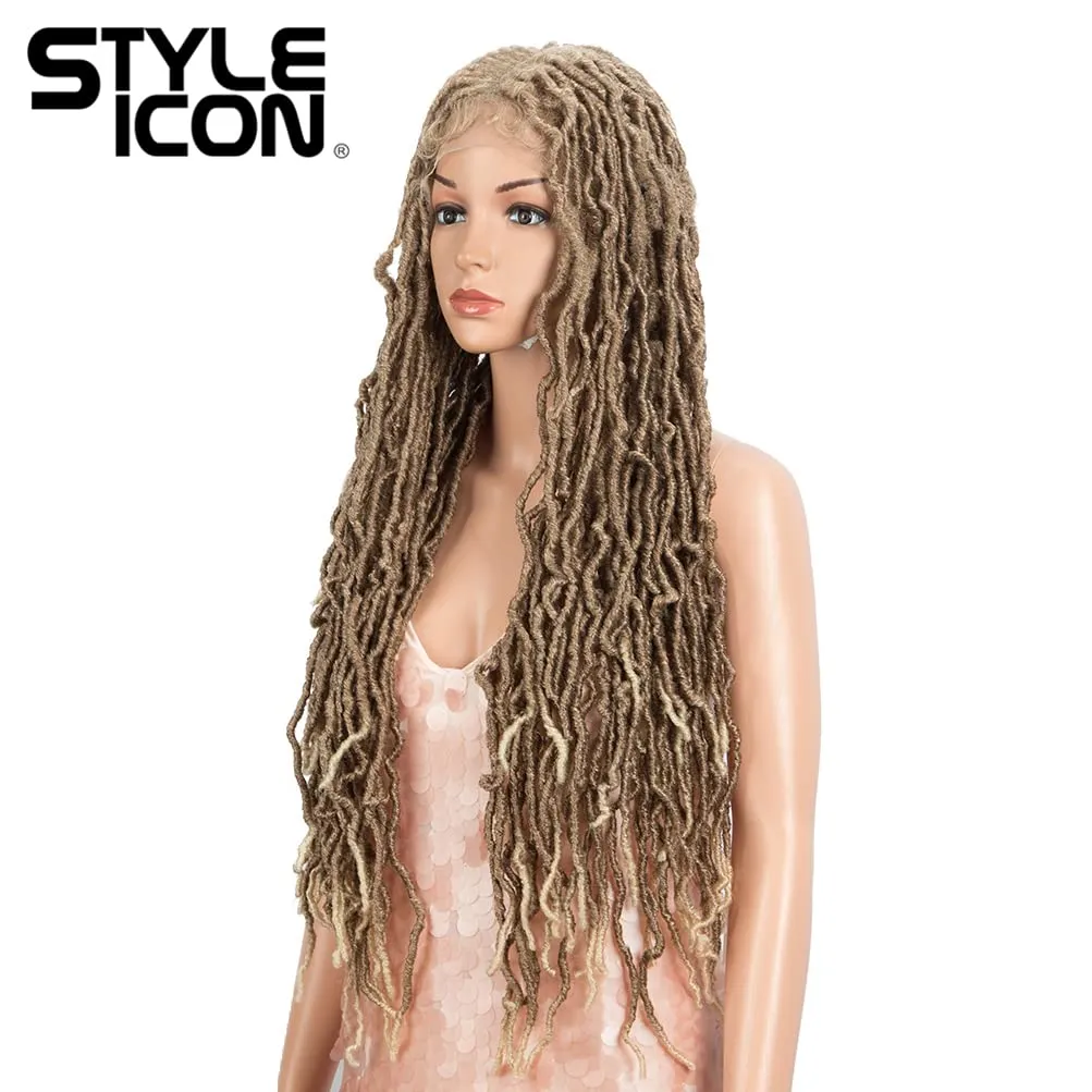 Style Icon 32" Faux Locs Long Dreadlock Wig with Baby Hair Goddess Synthetic Twist Hair Wig (32 Inches, T27/613)