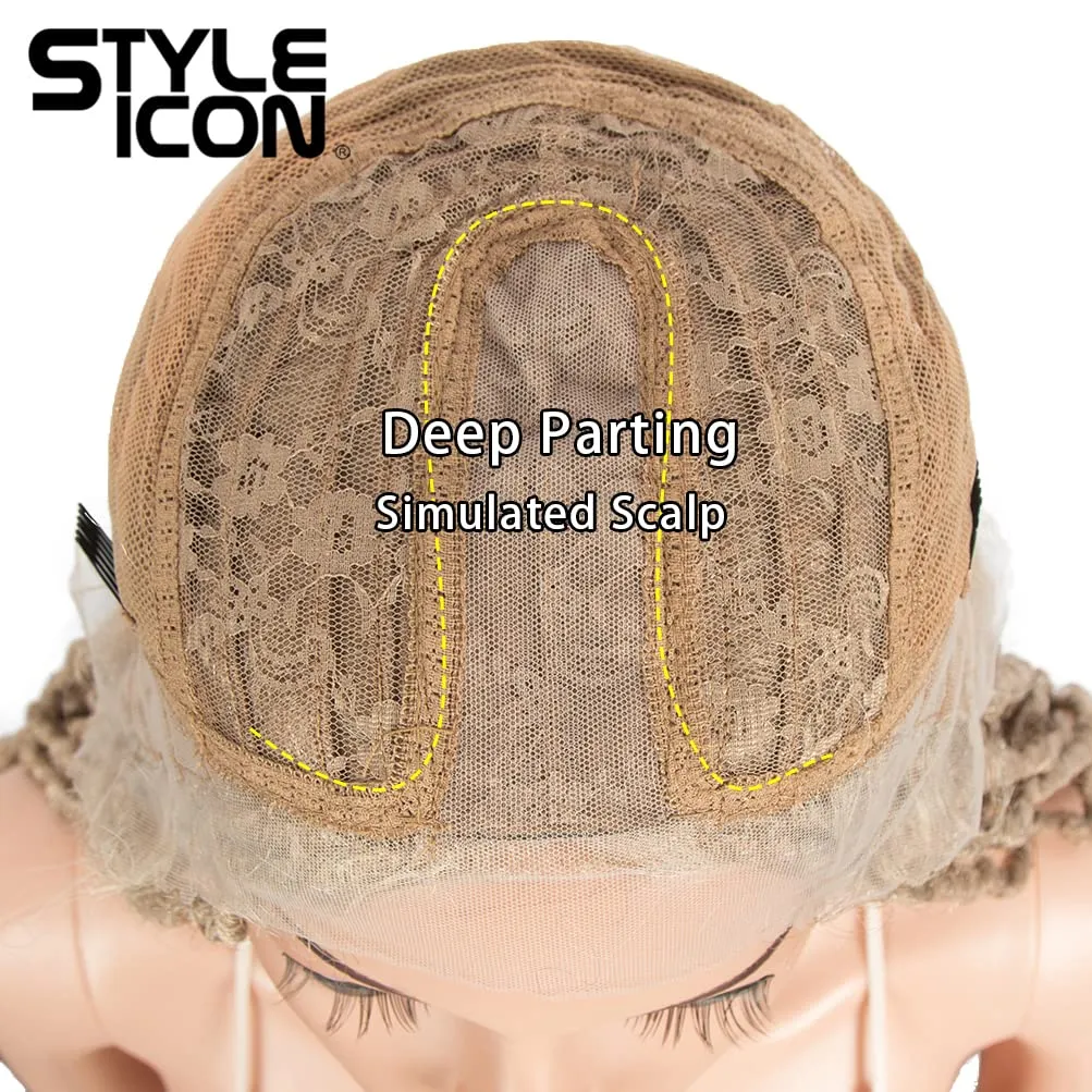 Style Icon 32" Faux Locs Long Dreadlock Wig with Baby Hair Goddess Synthetic Twist Hair Wig (32 Inches, T27/613)