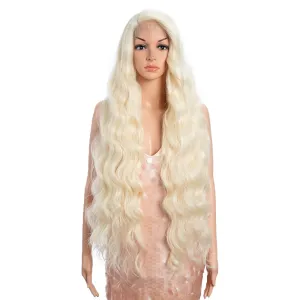 Style Icon 36" Lace Front Wigs Super Long Wavy Wig With Baby Hair 130% Density Synthetic Wig (36 Inch (Side Part Lace Wig), 613)
