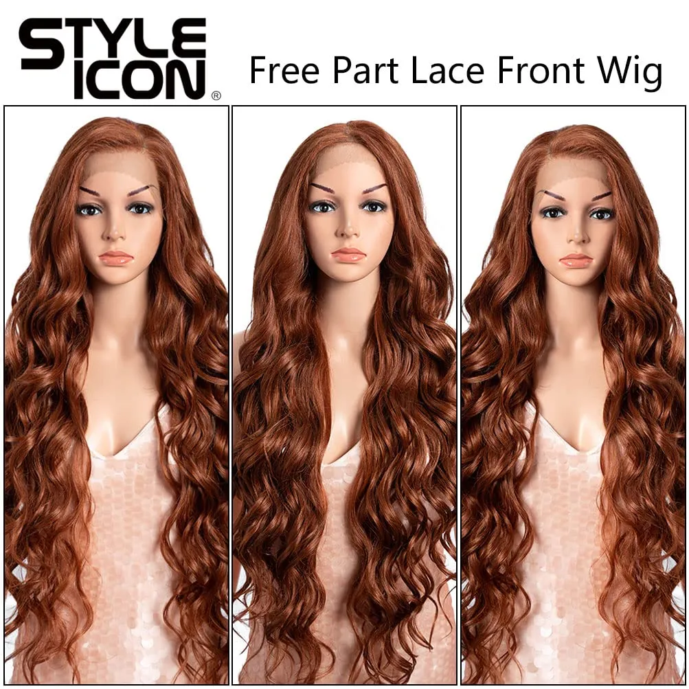 Style Icon Easy-360 Lace Wigs 36" Free Part Lace Frontal Wigs Super Long Wavy Wig Synthetic Wig (36 Inches, 130T)