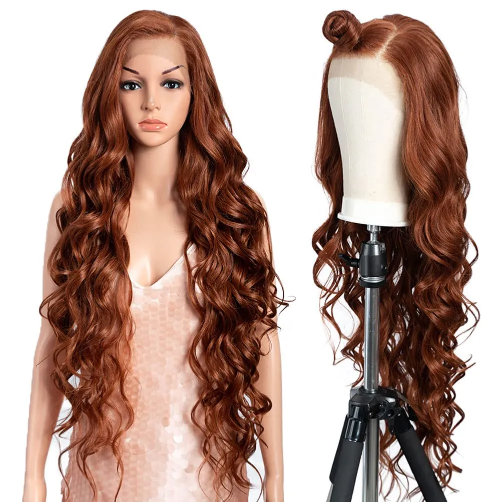 Style Icon Easy-360 Lace Wigs 36" Free Part Lace Frontal Wigs Super Long Wavy Wig Synthetic Wig (36 Inches, 130T)