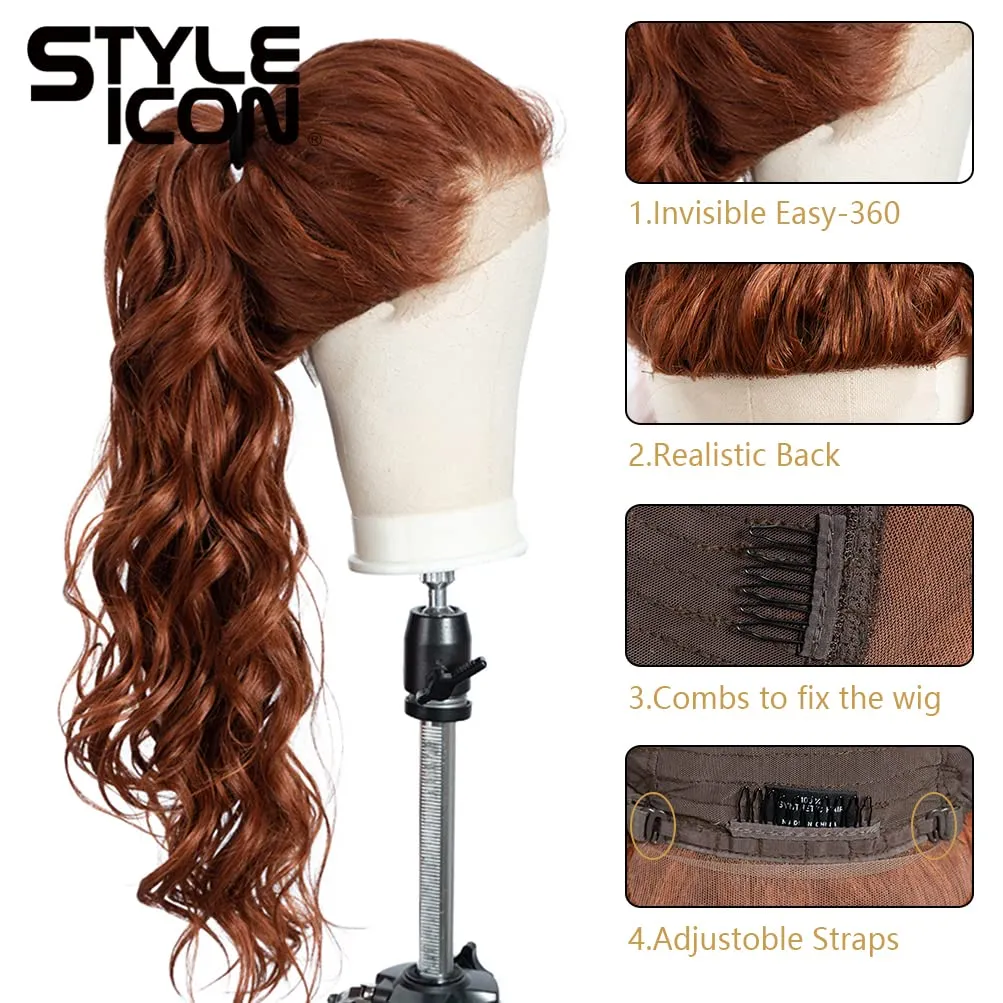 Style Icon Easy-360 Lace Wigs 36" Free Part Lace Frontal Wigs Super Long Wavy Wig Synthetic Wig (36 Inches, 130T)