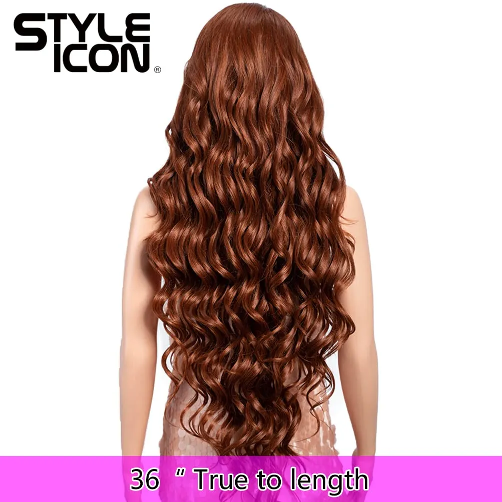 Style Icon Easy-360 Lace Wigs 36" Free Part Lace Frontal Wigs Super Long Wavy Wig Synthetic Wig (36 Inches, 130T)