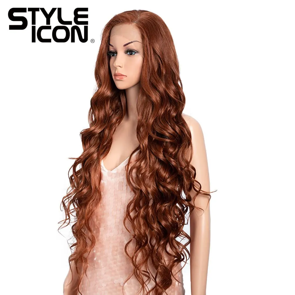 Style Icon Easy-360 Lace Wigs 36" Free Part Lace Frontal Wigs Super Long Wavy Wig Synthetic Wig (36 Inches, 130T)