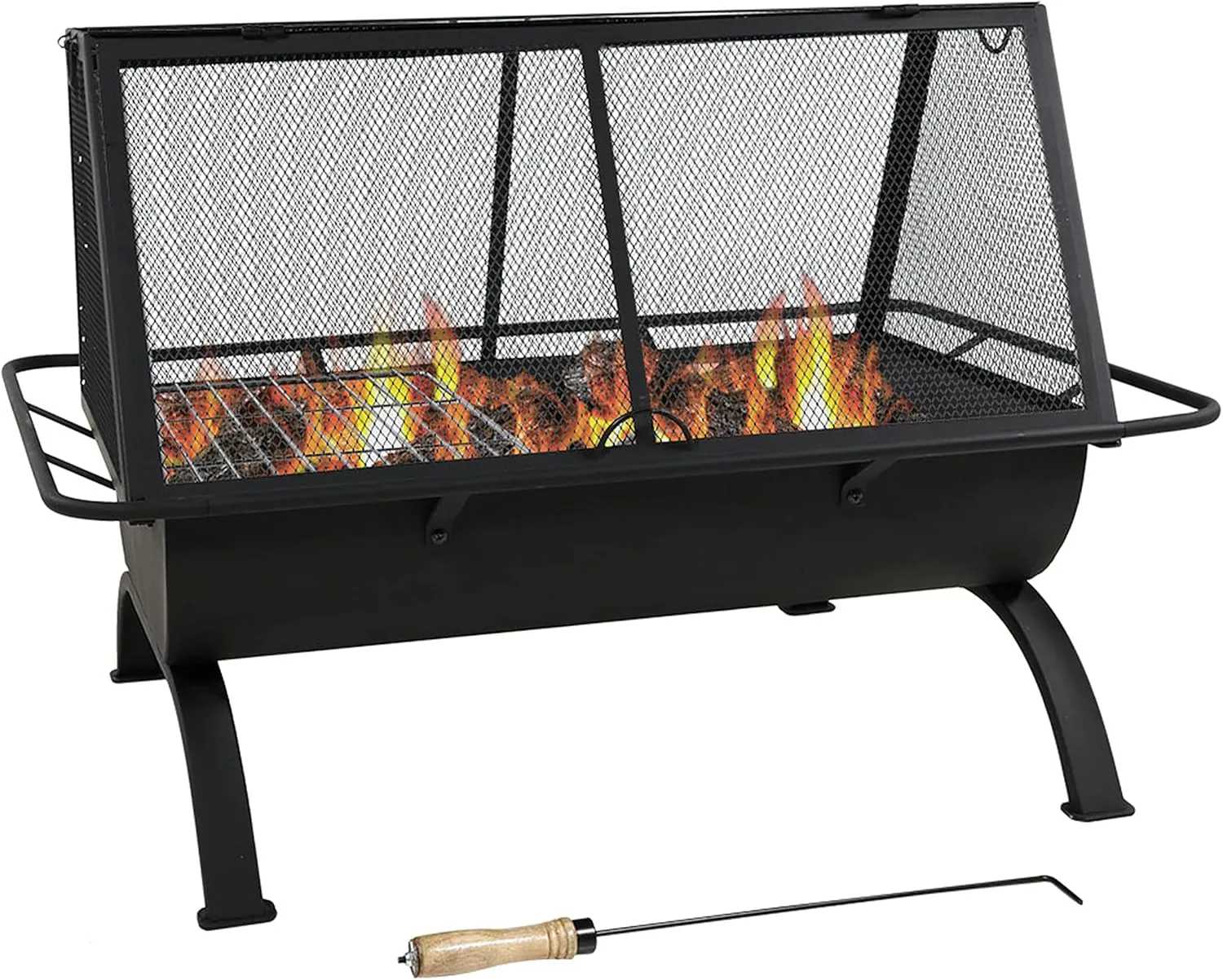 Sunnydaze 36-Inch Northland Steel Outdoor Fire Pit - Outdoor Fireplace for Patio with Grill, Spark Screen, and Protective Cover
