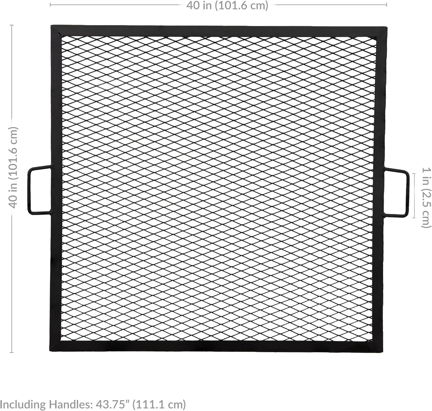 Sunnydaze X-Marks Fire Pit Cooking Grate - Outdoor Square Black Steel BBQ Campfire Grill with Handles - 40-Inch