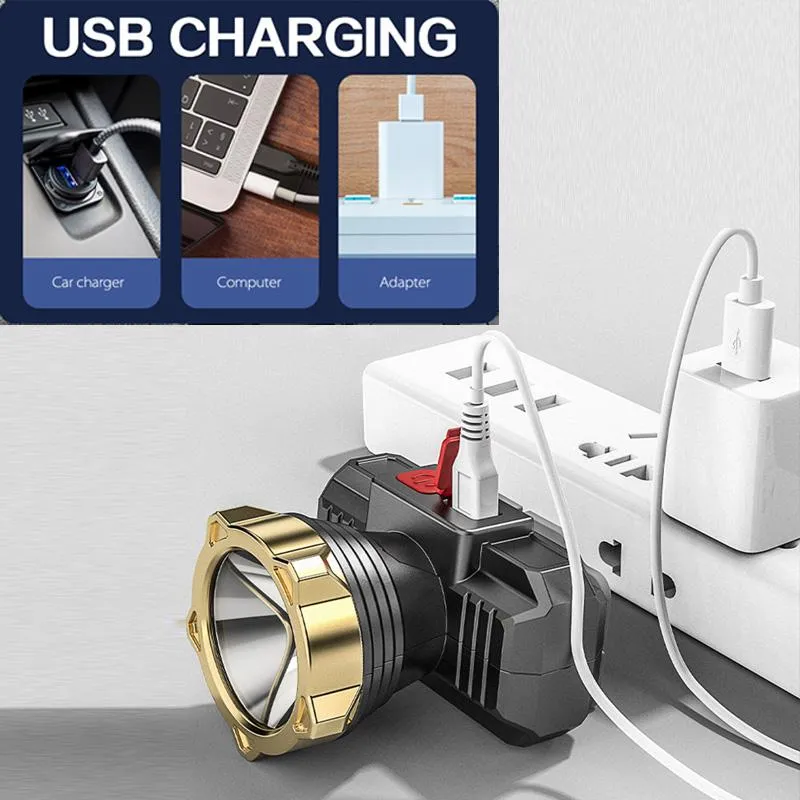 Super Bright Headlamp USB Rechargeable Headlight LED Headlight with Built-in Battery Waterproof Headlamp Camping Lantern