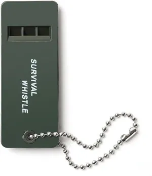 Survival Whistle for Emergency, High Decibel Outdoor Distress Signal, Military Green with Ball Chain, Referee Training