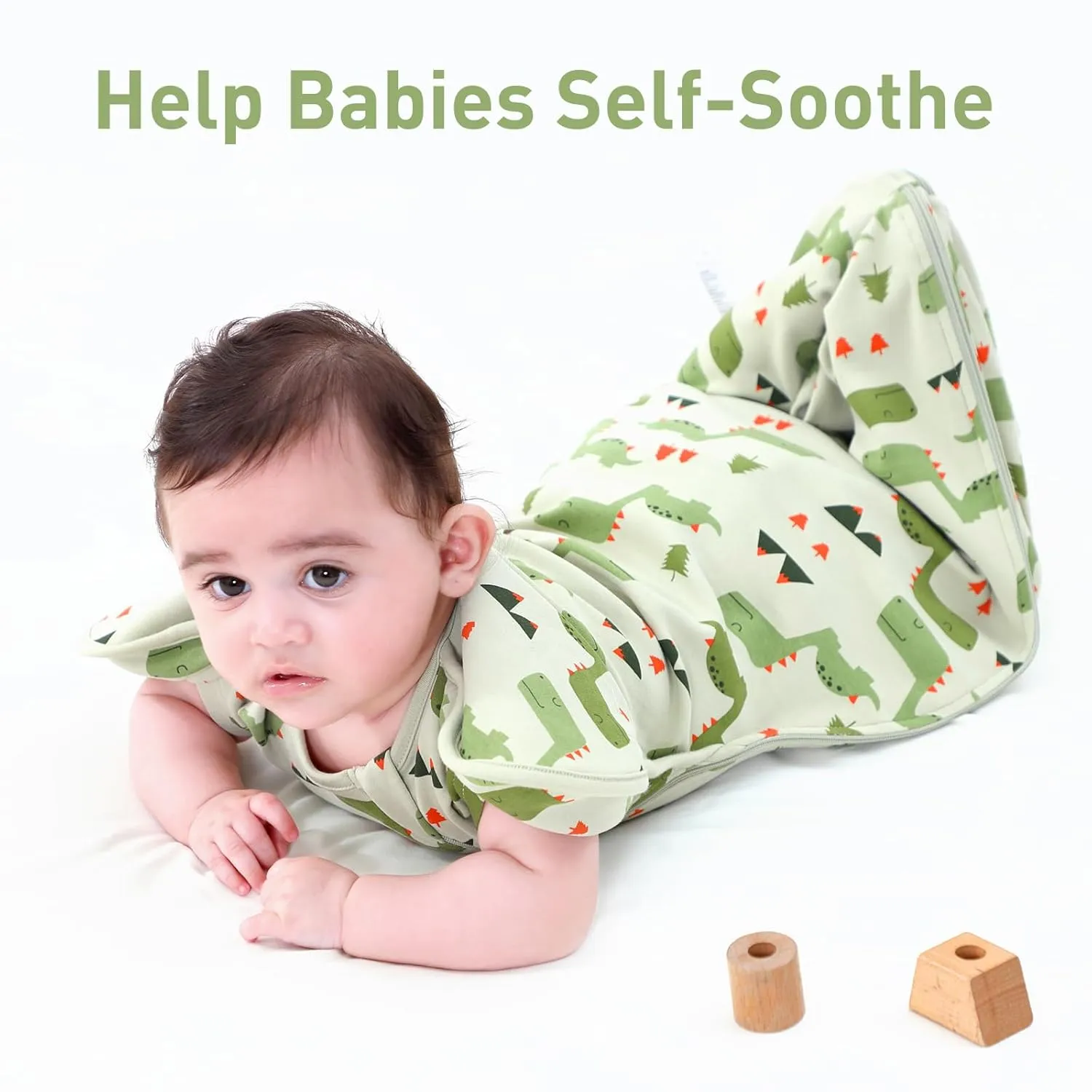 Swaddle Blanket Sleep Sack with Arms Up Design 2 Packs, Hands Up Sleeping Sack 3-Way Transitions to Arms-Free Wearable Sleeping Bag for Newborn Baby Boys Girls Snug Fit Calms Startle Reflex